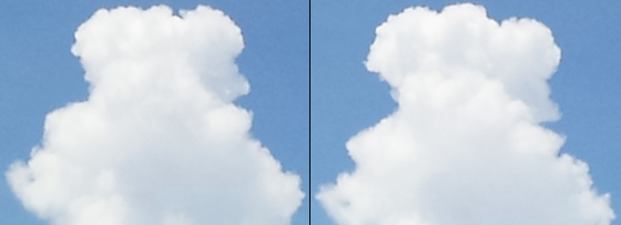 Here are 2 photographs of the same cloud, taken just a minute apart.